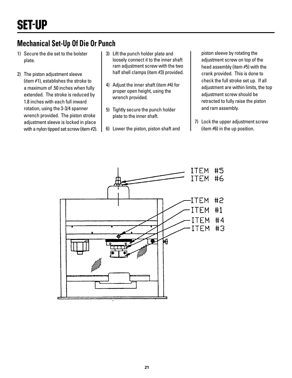 Set-up, Mechanical.set-up.of.die.or.punch | Rapid-Air SERVO FEED / RAPID MASTER User Manual | Page 21 / 26