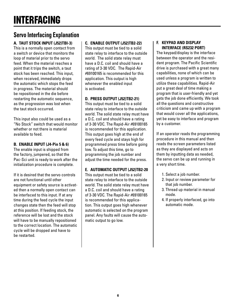 Interfacing, Servo.interfacing.explanation | Rapid-Air SERVO FEED / RAPID MASTER User Manual | Page 6 / 26