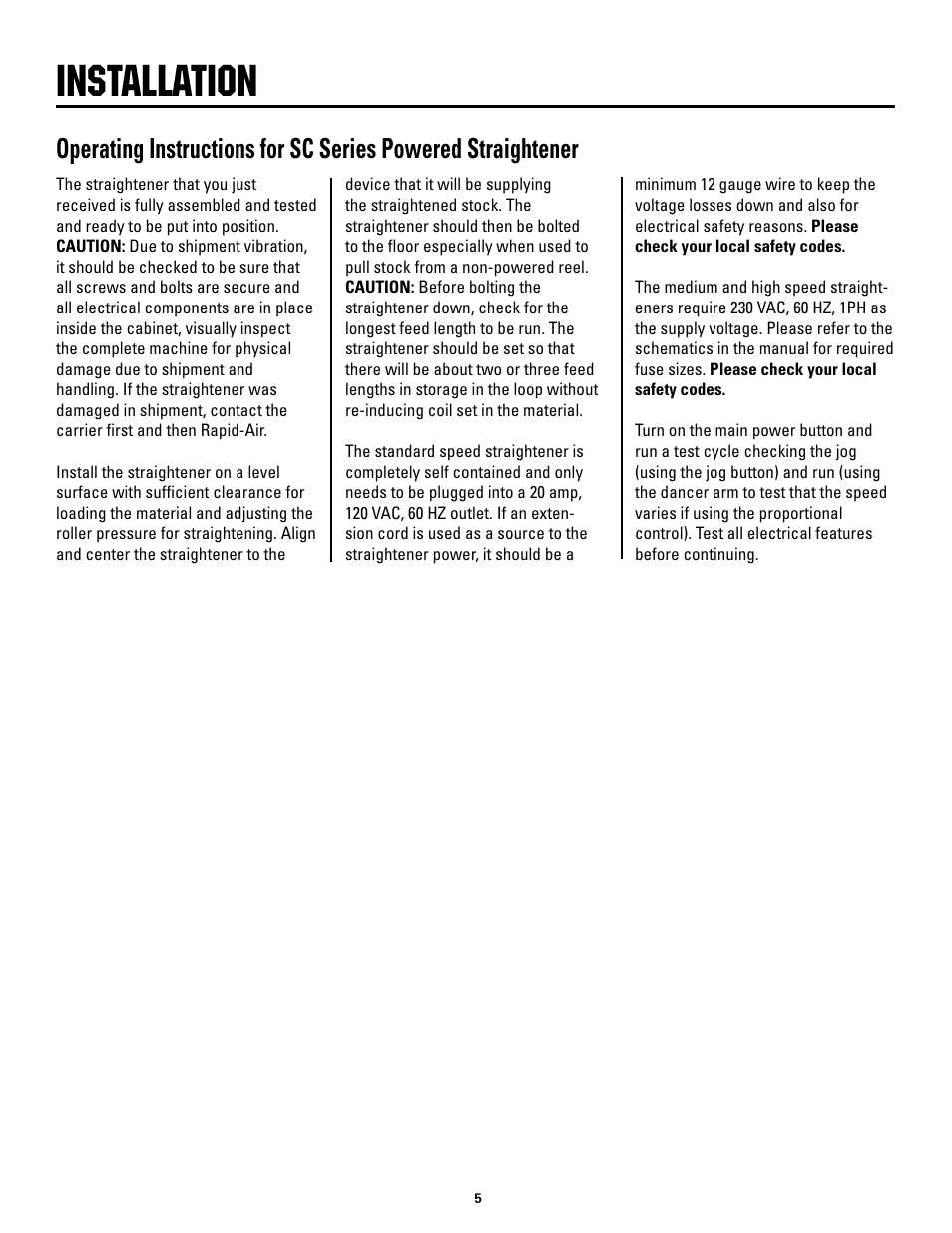 Installation | Rapid-Air STRAIGHTENER: SC SERIES User Manual | Page 5 / 25