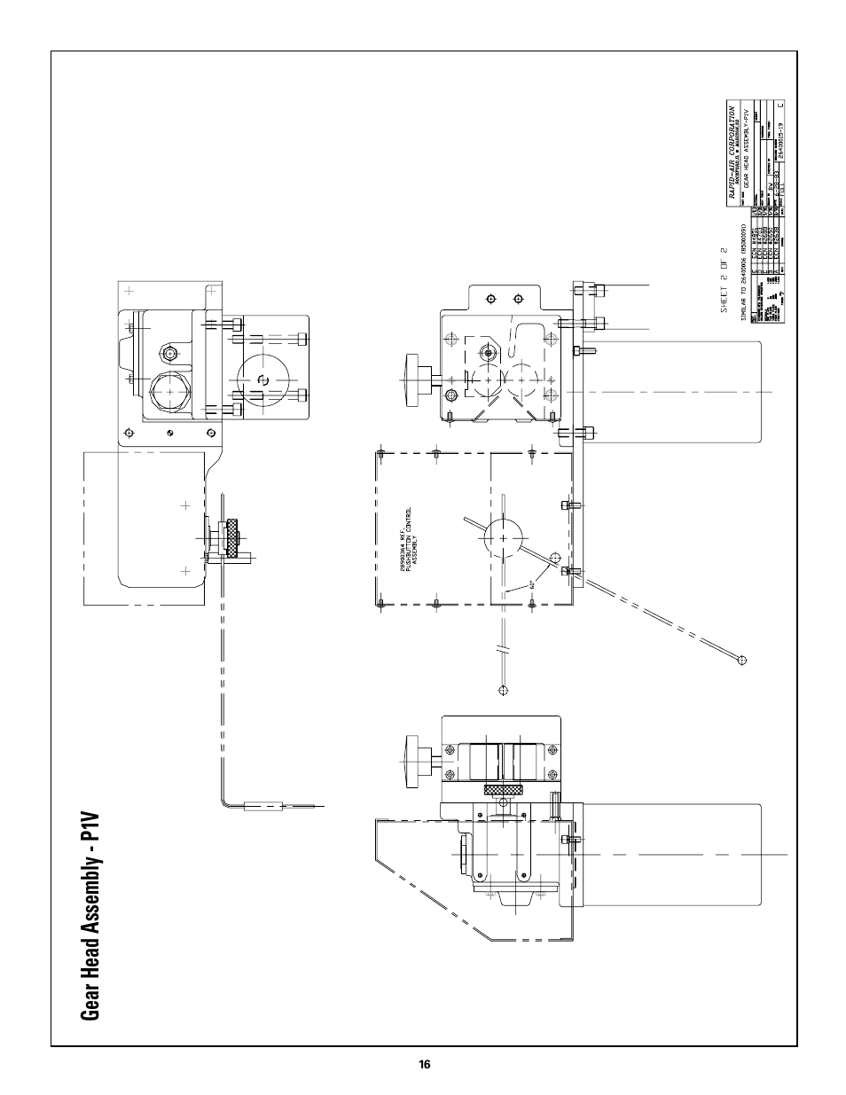 Gear head assembly - p1v | Rapid-Air STRAIGHTENER and PUSHBUTTON RAPID-ROLL: SC SERIES User Manual | Page 16 / 44