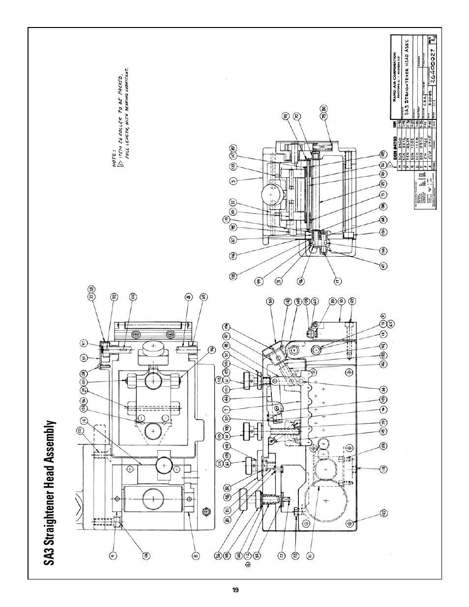 Sa3 straightener head assembly | Rapid-Air STRAIGHTENER and PUSHBUTTON RAPID-ROLL: SC SERIES User Manual | Page 19 / 44