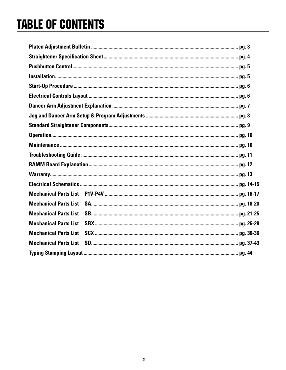 Rapid-Air STRAIGHTENER and PUSHBUTTON RAPID-ROLL: SC SERIES User Manual | Page 2 / 44
