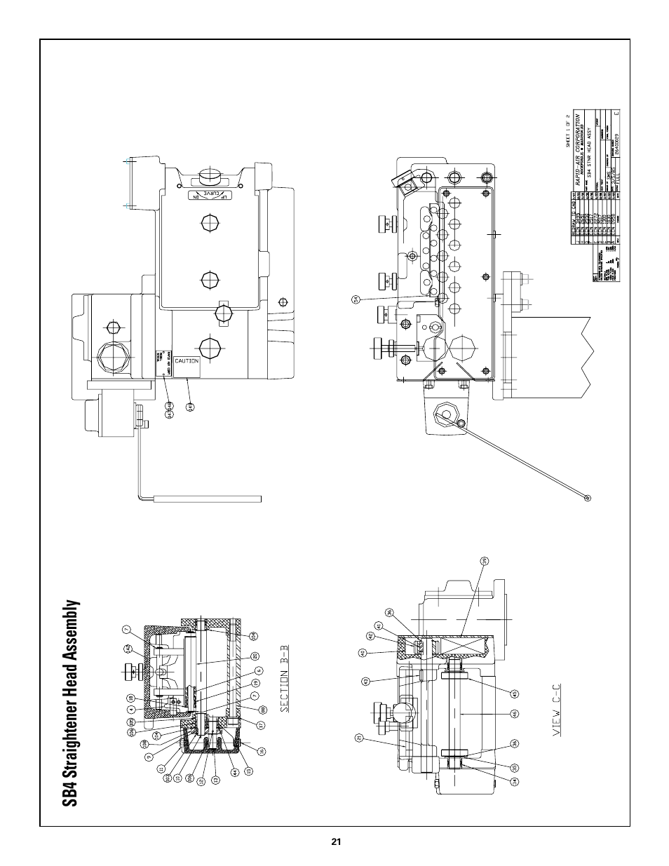 Sb4 straightener head assembly | Rapid-Air STRAIGHTENER and PUSHBUTTON RAPID-ROLL: SC SERIES User Manual | Page 21 / 44