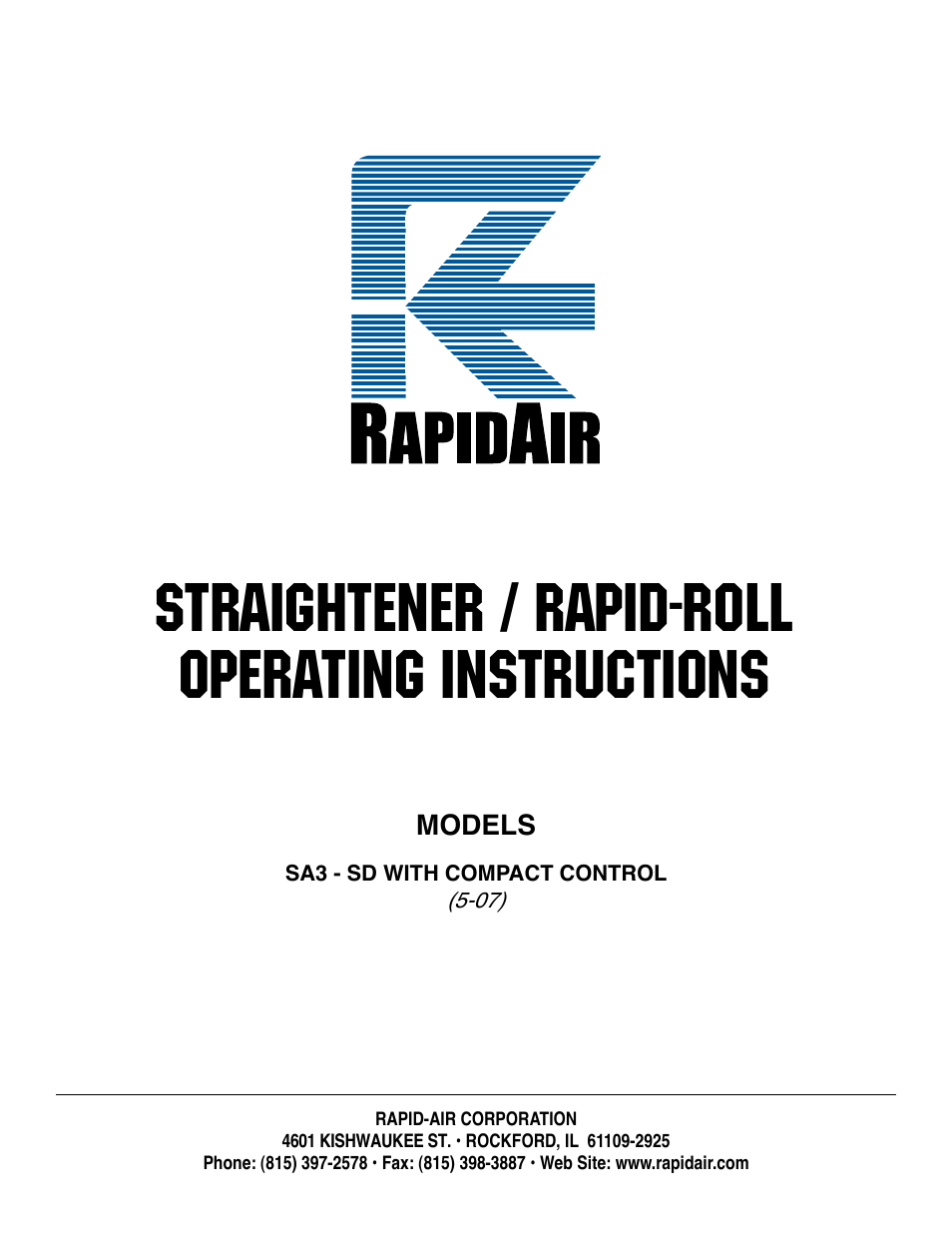 Rapid-Air STRAIGHTENER / RAPID-ROLL: SA3 - SD with compact control User Manual | 38 pages