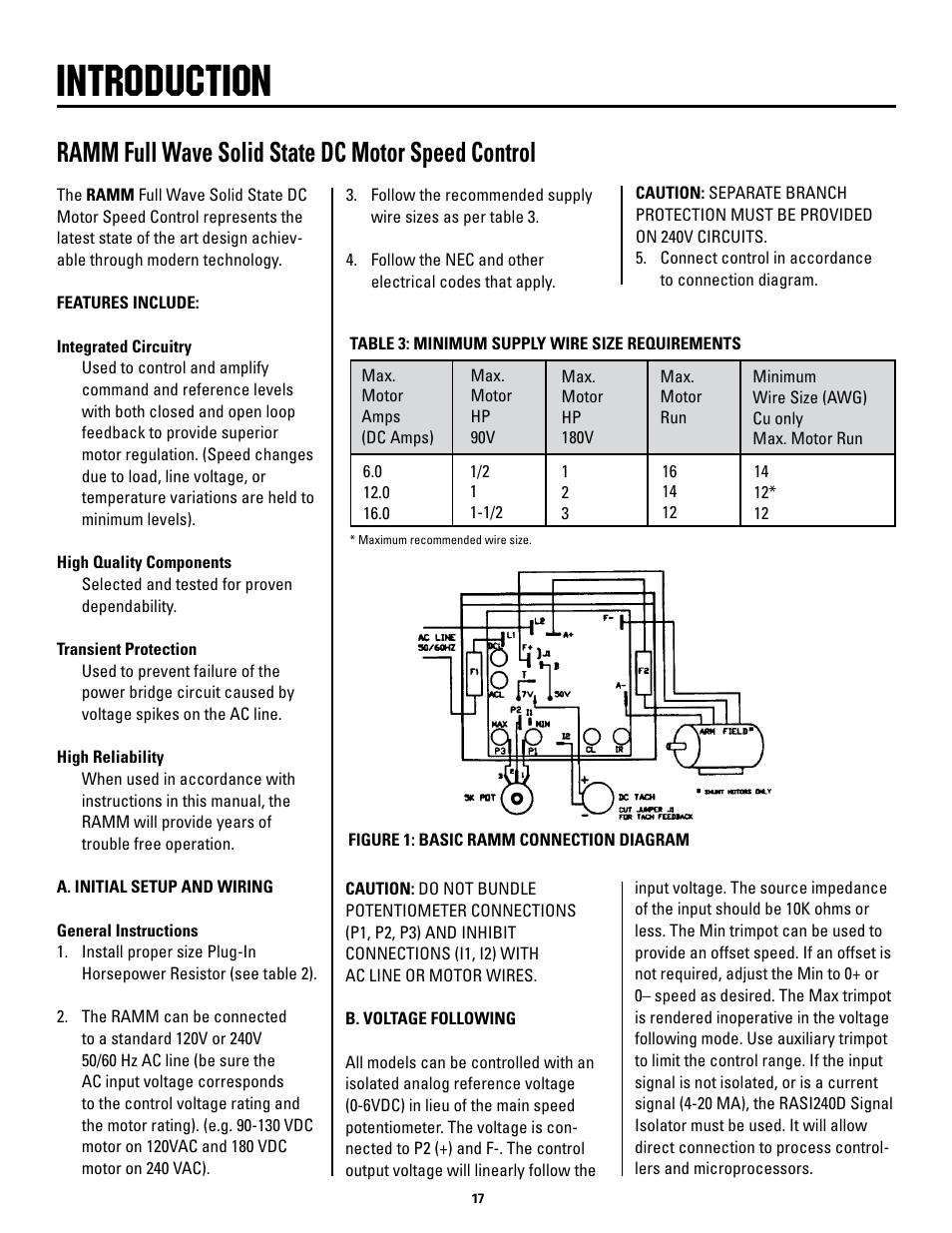 Introduction, Ramm full wave solid state dc motor speed control | Rapid-Air STRAIGHTENER / RAPID-ROLL: SA3 - SD with compact control User Manual | Page 17 / 38