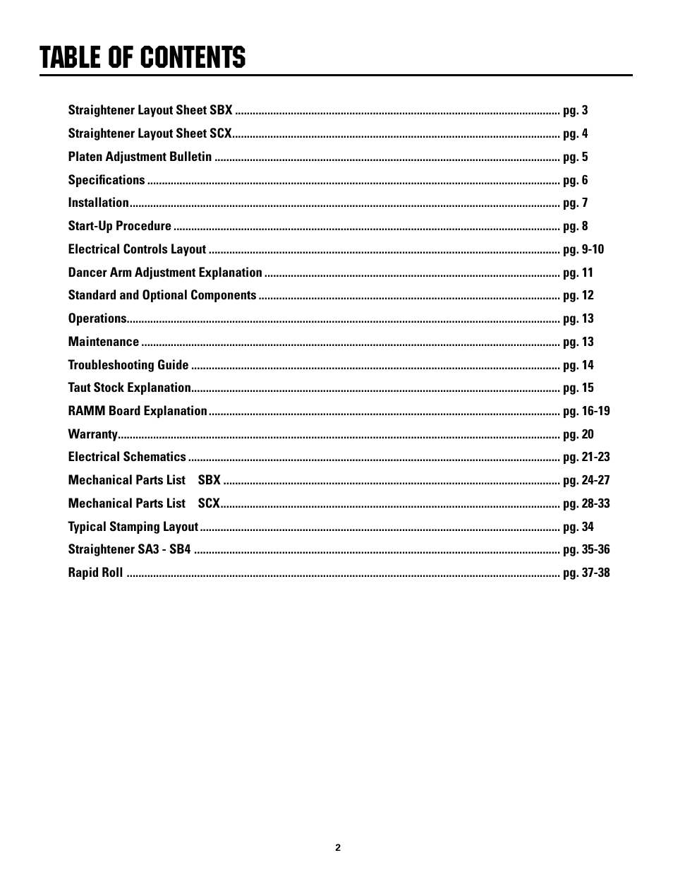 Rapid-Air STRAIGHTENER / RAPID-ROLL: SA3 - SD with compact control User Manual | Page 2 / 38