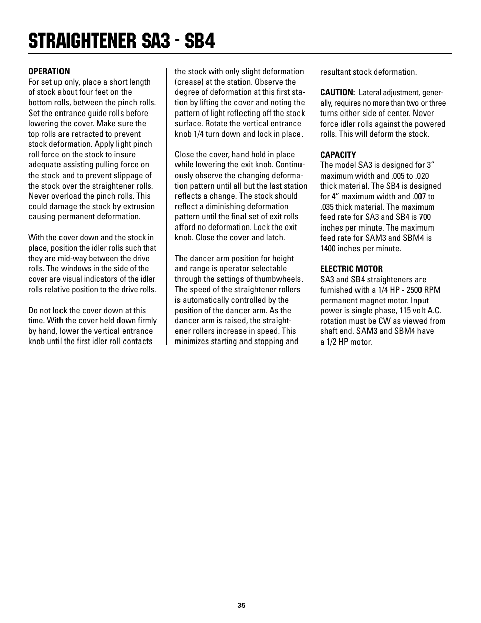 Straightener sa3 - sb4 | Rapid-Air STRAIGHTENER / RAPID-ROLL: SA3 - SD with compact control User Manual | Page 35 / 38