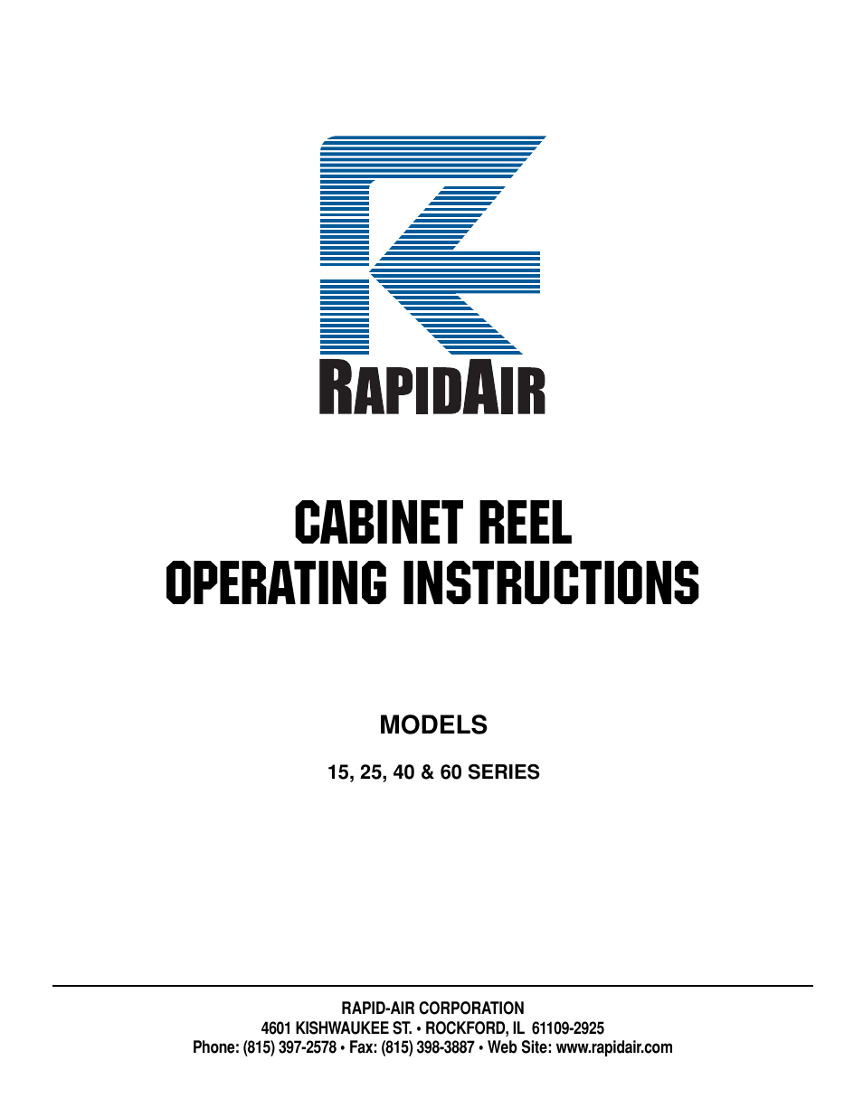 Rapid-Air CABINET REEL: 15, 25, 40 & 60 SERIES User Manual | 12 pages