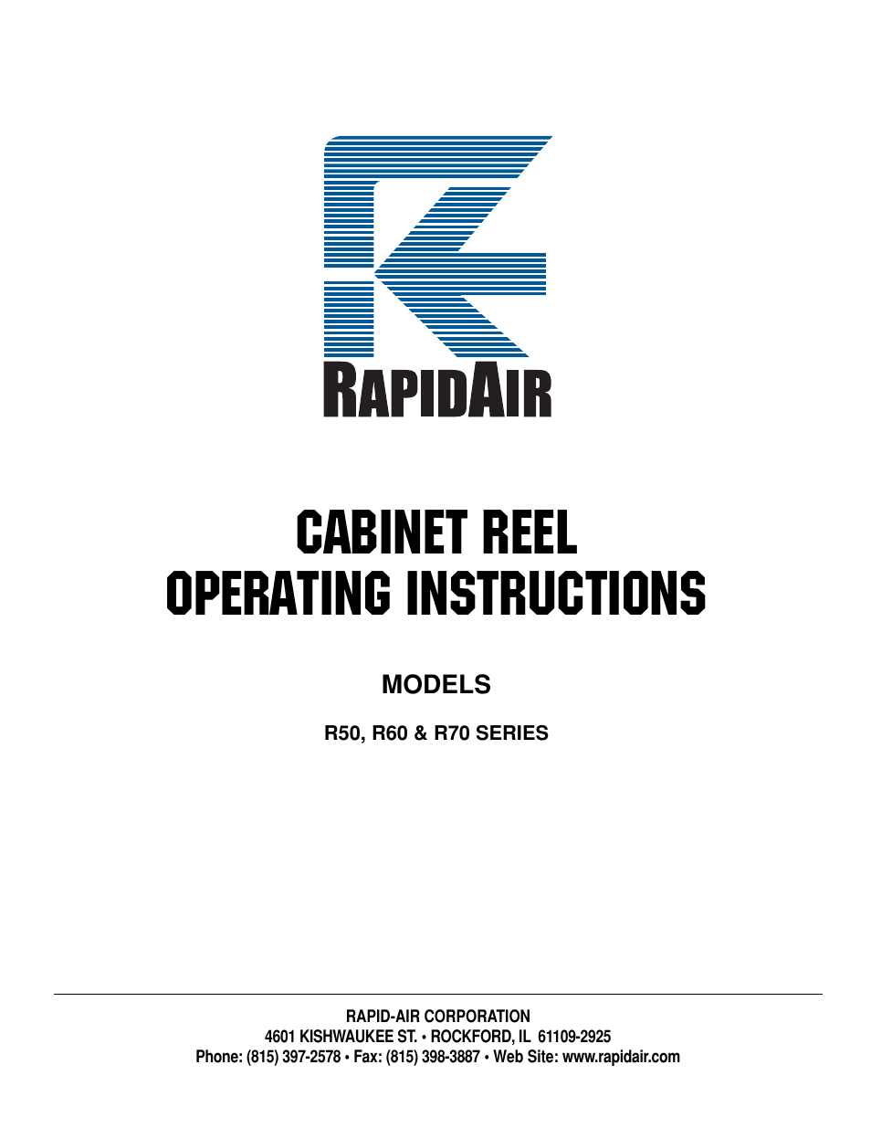 Rapid-Air CABINET REEL: R50, R60 & R70 SERIES User Manual | 19 pages