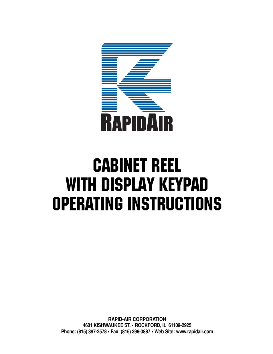 Rapid-Air CABINET REEL WITH DISPLAY KEYPAD User Manual | 20 pages