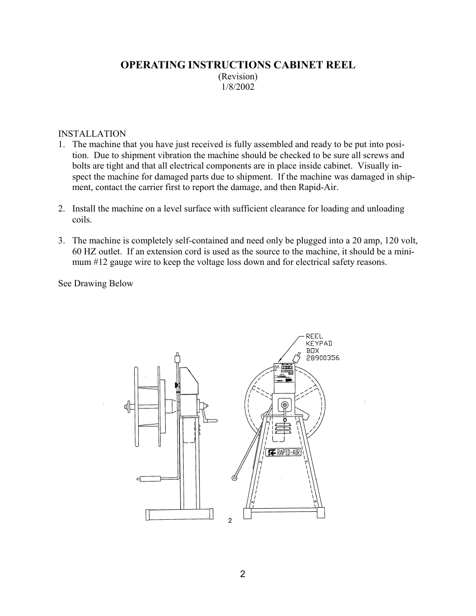 Rapid-Air CABINET REEL WITH DISPLAY KEYPAD User Manual | Page 2 / 20