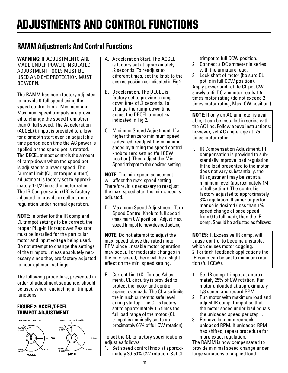 Adjustments and control functions, Ramm adjustments and control functions | Rapid-Air DUAL SWIVEL REEL WITH DISPLAY KEYPAD: 100 & 1000 SERIES User Manual | Page 11 / 16