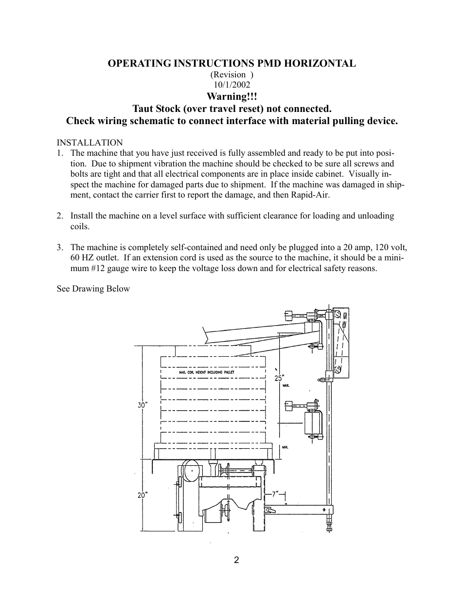 Rapid-Air PALLET MASTER (PMDH): PMDH35 & PMDH50. 115VAC, 1PH, 60HZ User Manual | Page 2 / 21