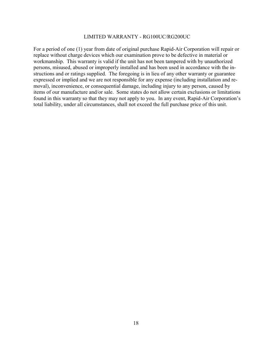 Rapid-Air PALLET MASTER (PMD) HIGH SPEED: 35, 50 & 100 SERIES User Manual | Page 18 / 21