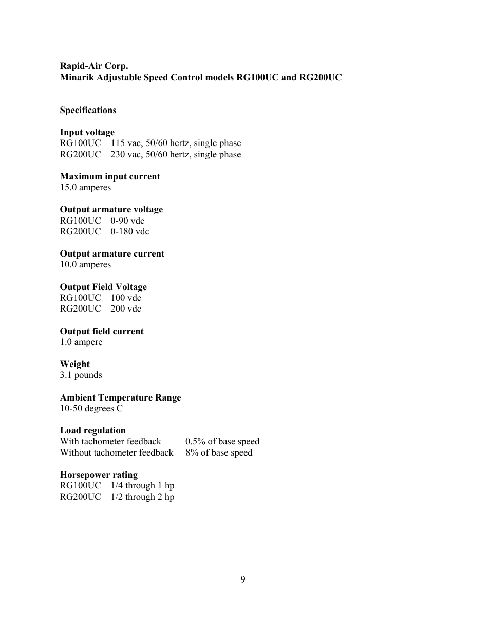 Rapid-Air PALLET MASTER (PMD) HIGH SPEED: 35, 50 & 100 SERIES User Manual | Page 9 / 21