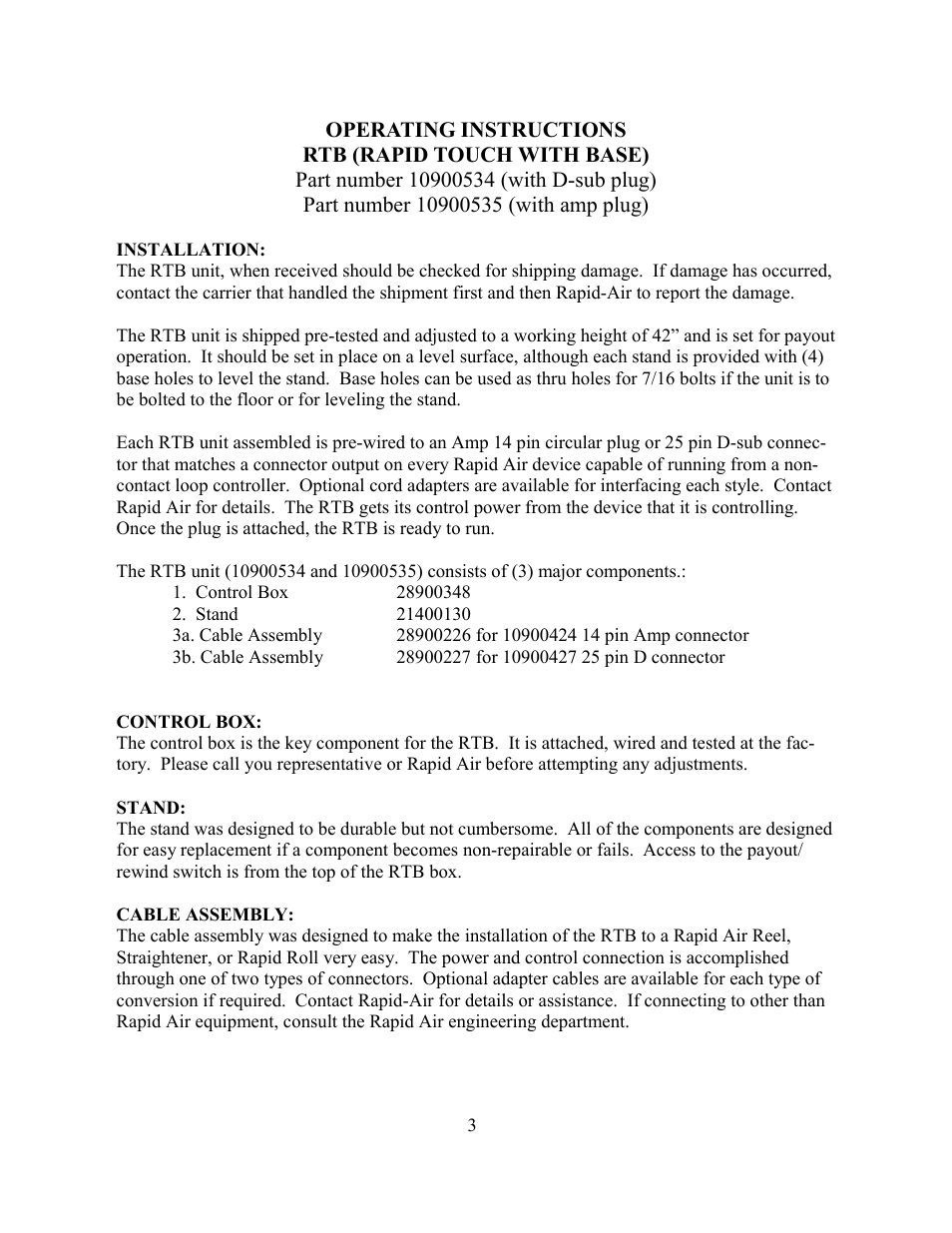 Rapid-Air RAPID TOUCH WITH BASE: RTB User Manual | Page 3 / 6