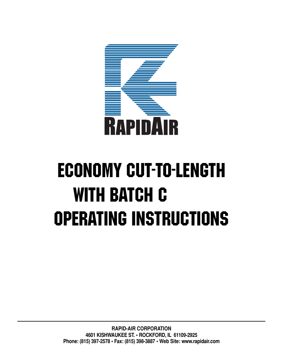 Rapid-Air ECONOMY CUT-TO-LENGTH WITH BATCH Count User Manual | 4 pages