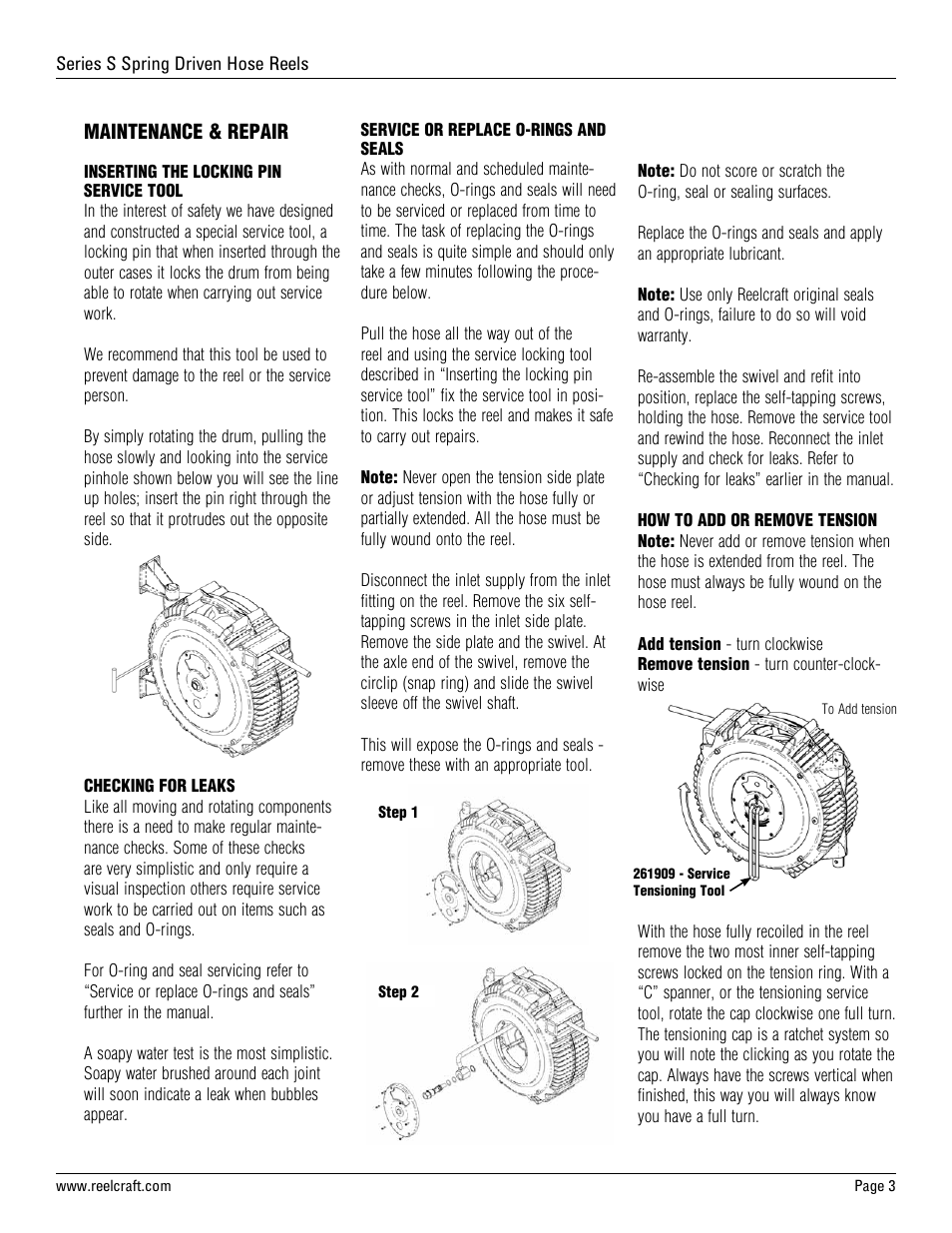 Reelcraft Series S Spring Driven Hose Reels User Manual | Page 3 / 15