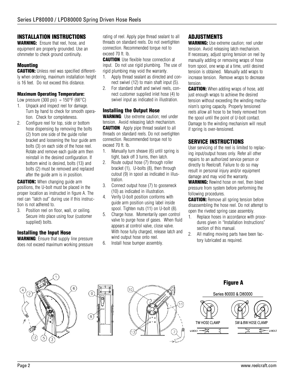 Reelcraft Series LPD80000 Spring Driven Hose Reels (LPDxxxxxOLP) User Manual | Page 2 / 9