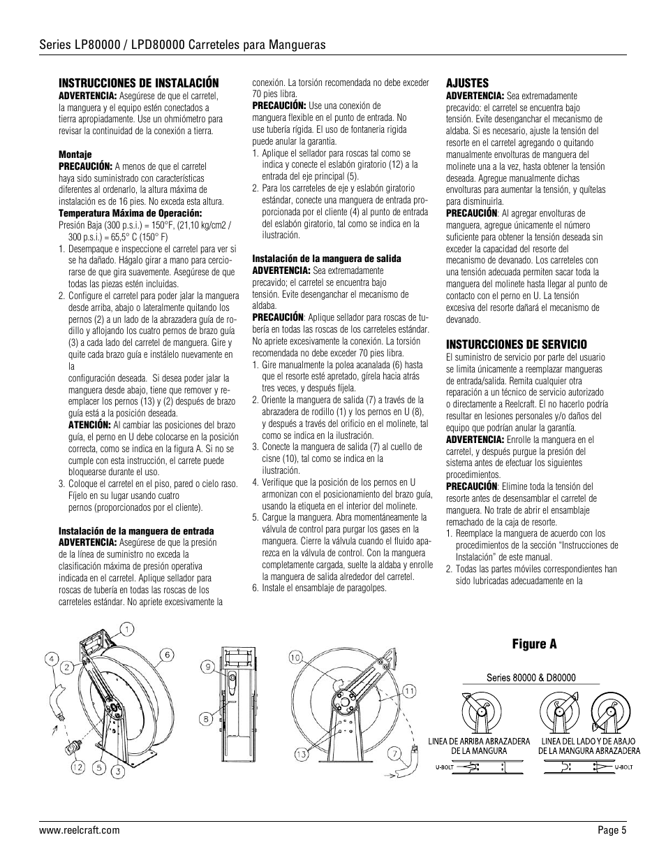 Figure a | Reelcraft Series LPD80000 Spring Driven Hose Reels (LPDxxxxxOLP) User Manual | Page 5 / 9