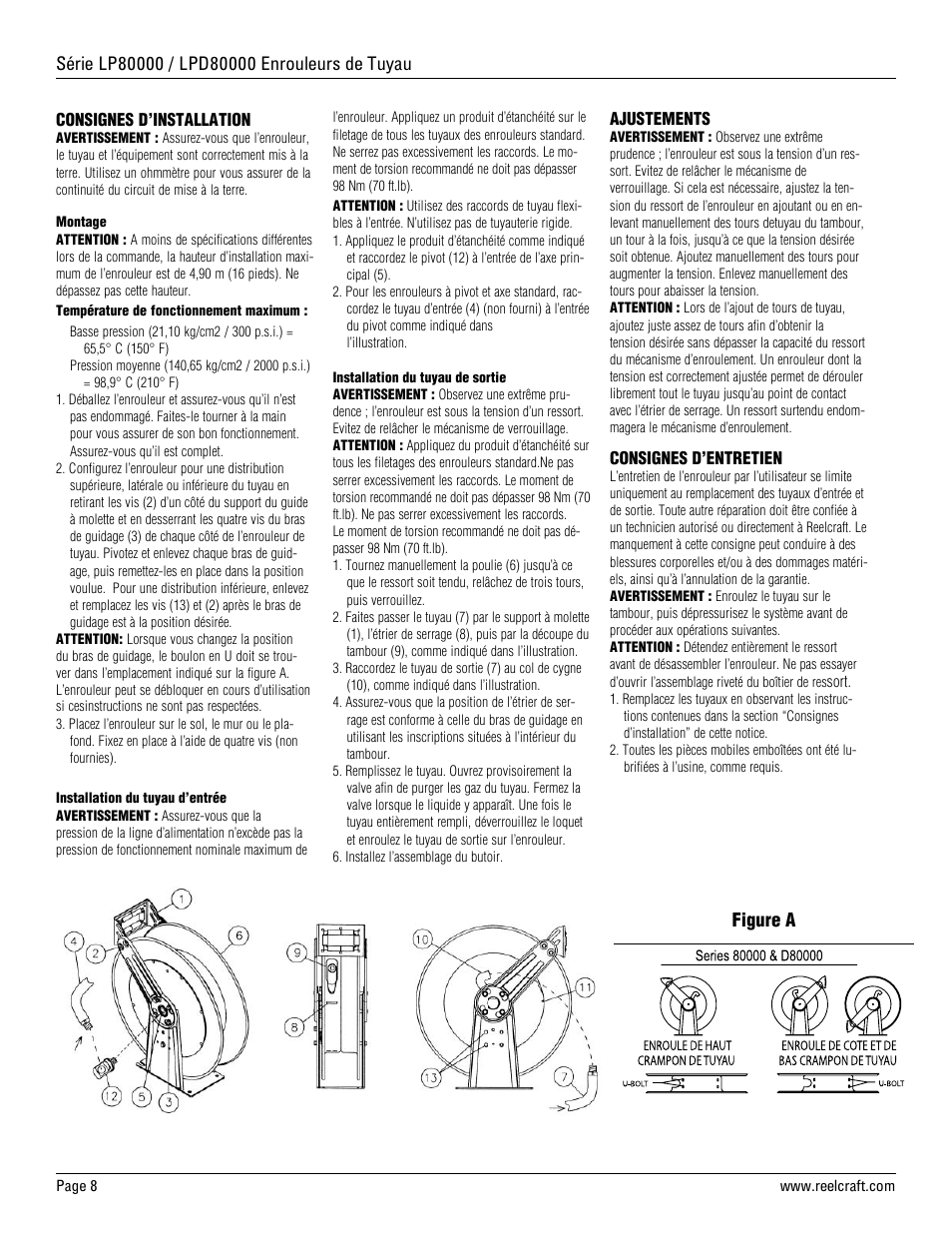 Figure a | Reelcraft Series LPD80000 Spring Driven Hose Reels (LPDxxxxxOLP) User Manual | Page 8 / 9