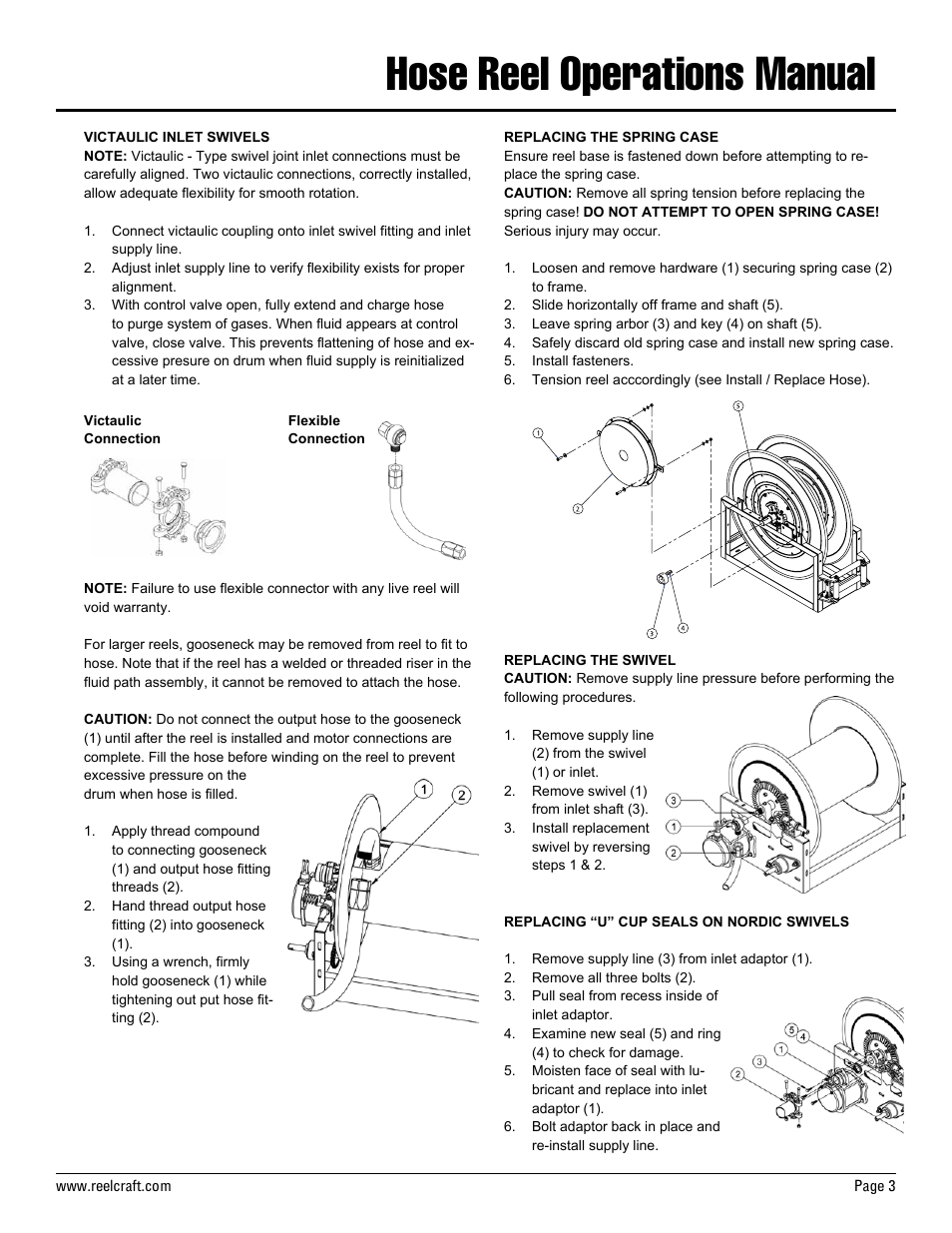 Hose reel operations manual | Reelcraft Nordic Series 4800 Reels User Manual | Page 3 / 3