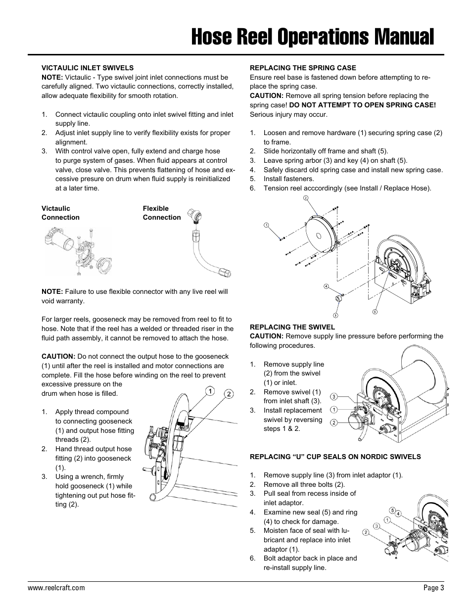 Hose reel operations manual | Reelcraft Nordic Series 3100 Reels User Manual | Page 3 / 3