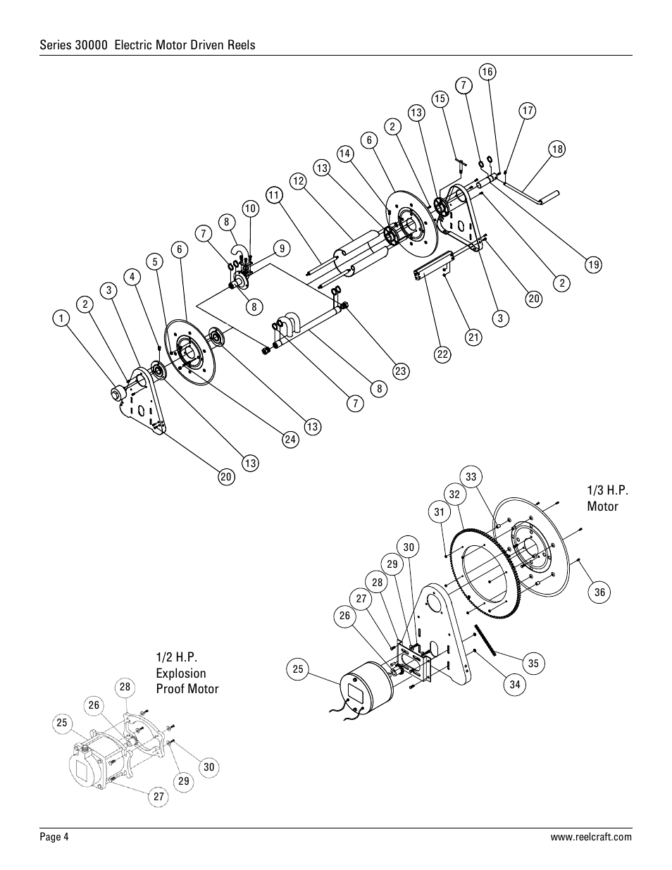 Reelcraft Series 30000 Electric Motor Driven Reels (EAxxxxxMxxD, EAxxxxxLxxD) User Manual | Page 4 / 18