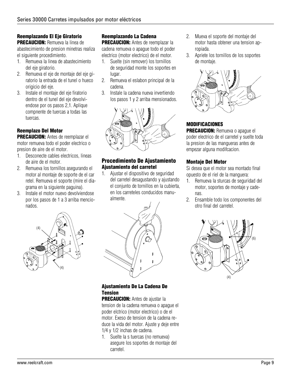 Reelcraft Series 30000 Electric Motor Driven Reels (EAxxxxxMxxD, EAxxxxxLxxD) User Manual | Page 9 / 18