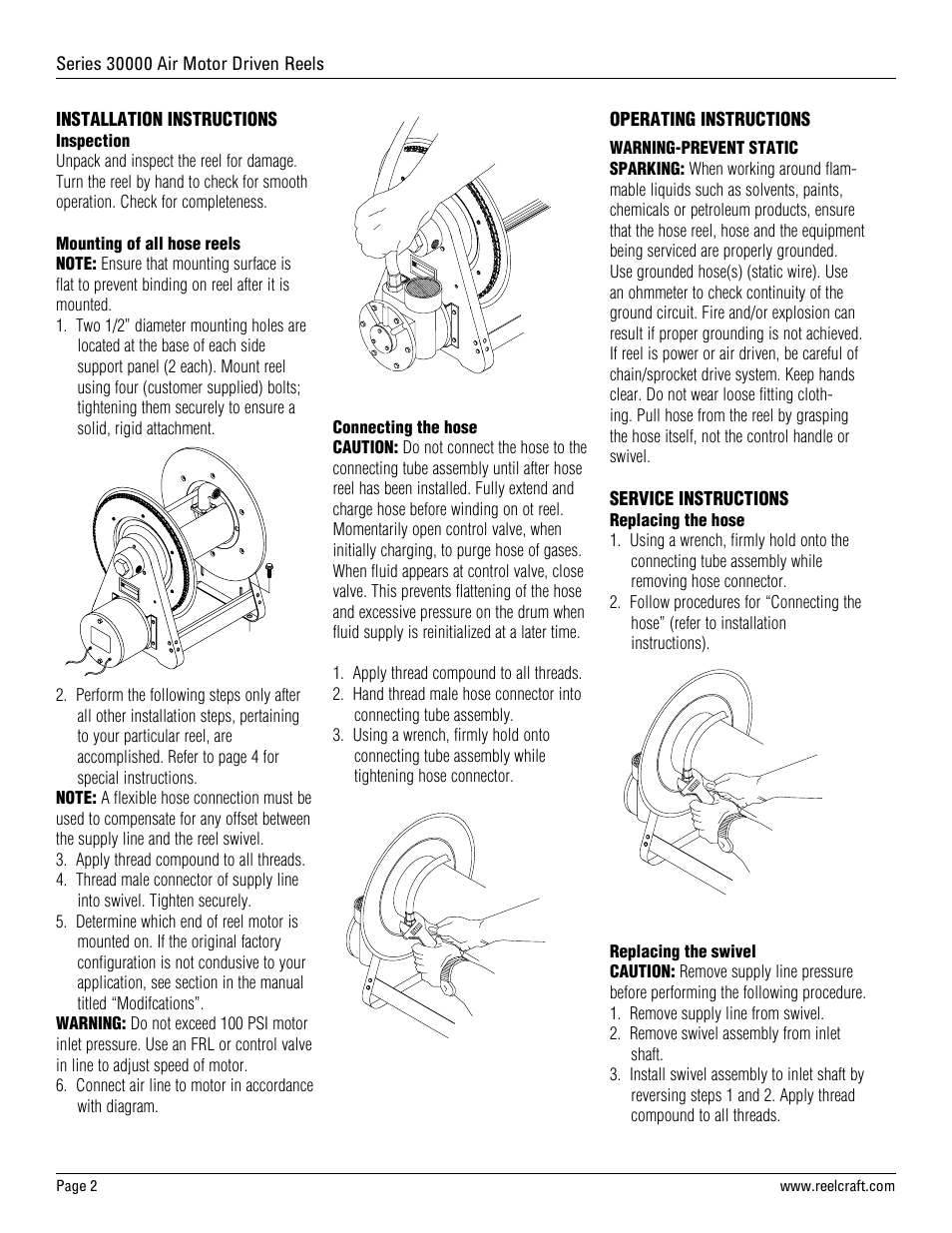 Reelcraft Series 30000 Air Motor Driven Reels User Manual | Page 2 / 5