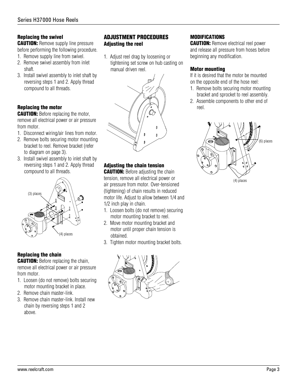 Reelcraft Series H37000 Hose Reels User Manual | Page 3 / 5