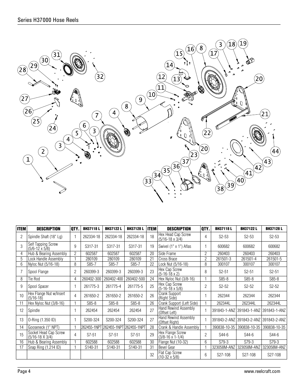 Reelcraft Series H37000 Hose Reels User Manual | Page 4 / 5