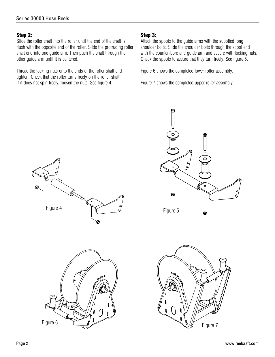 Reelcraft Series 30000 Hose Reels 3 Way Roller Guides User Manual | Page 2 / 4