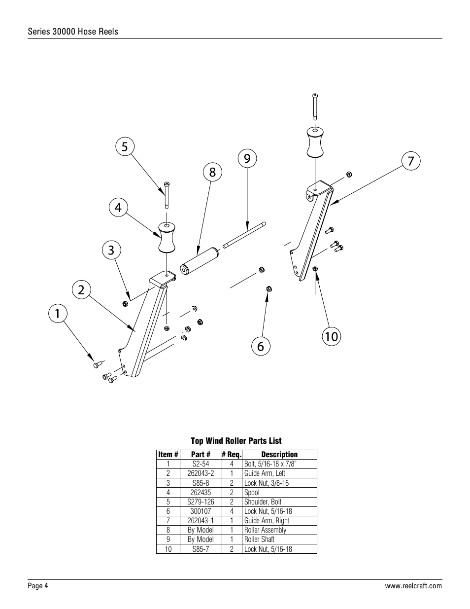 Reelcraft Series 30000 Hose Reels 3 Way Roller Guides User Manual | Page 4 / 4