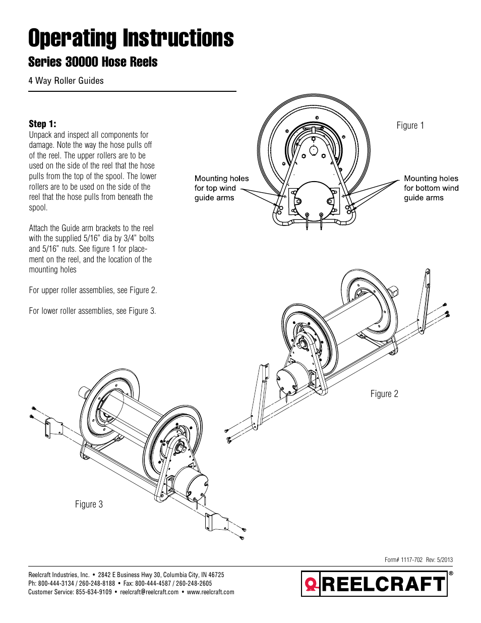 Reelcraft Series 30000 Hose Reels 4 Way Roller Guides User Manual | 4 pages