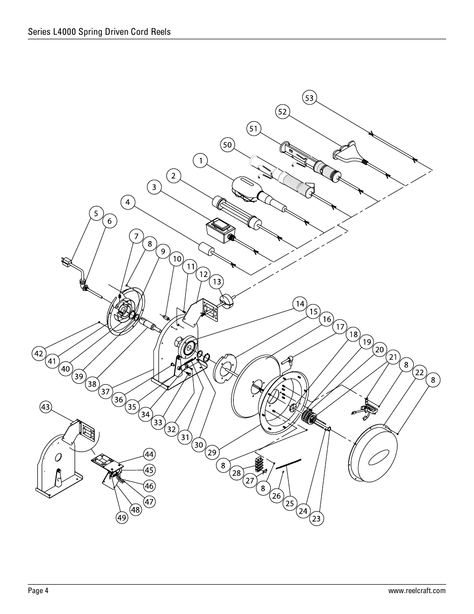 Reelcraft Series L4000 Spring Driven Cord Reels User Manual | Page 4 / 8