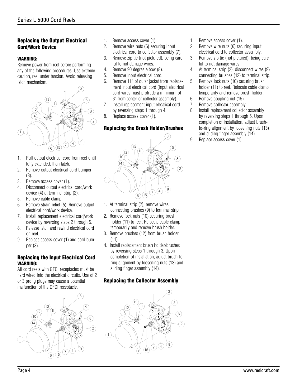 Series l 5000 cord reels | Reelcraft Series L5000 Cord Reels User Manual | Page 4 / 8