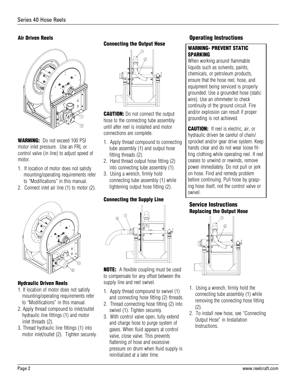 Reelcraft Series 40 Hose Reels User Manual | Page 2 / 5