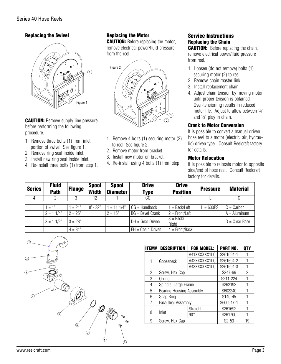 Reelcraft Series 40 Hose Reels User Manual | Page 3 / 5