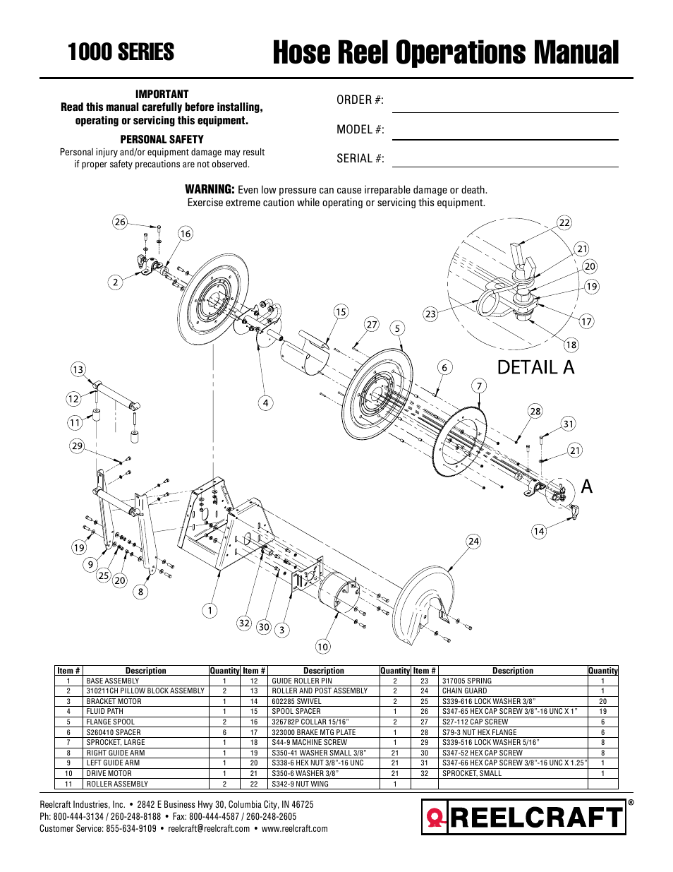 Reelcraft Nordic Series 1000 Reels User Manual | 4 pages