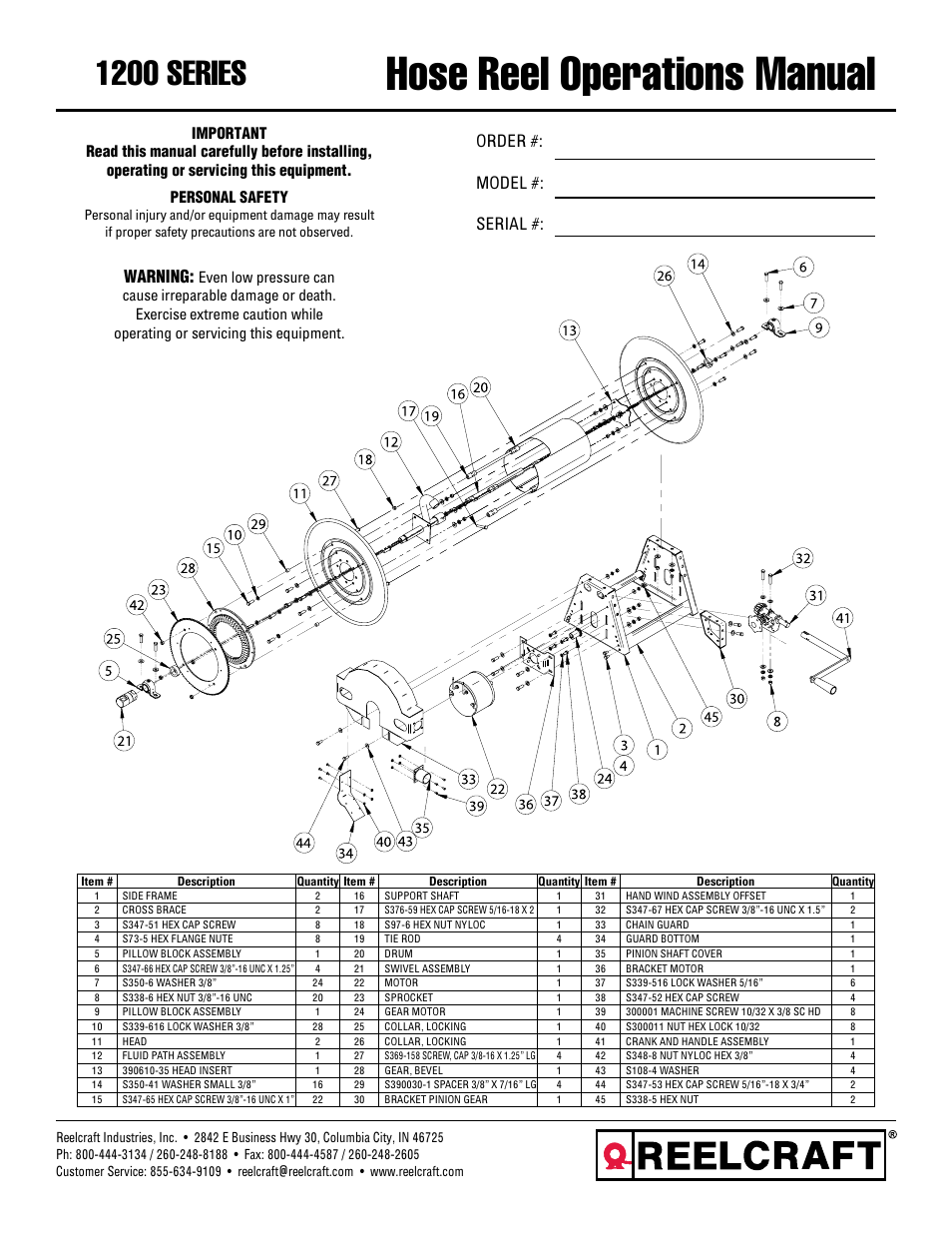 Reelcraft Nordic Series 1200 Reels User Manual | 4 pages