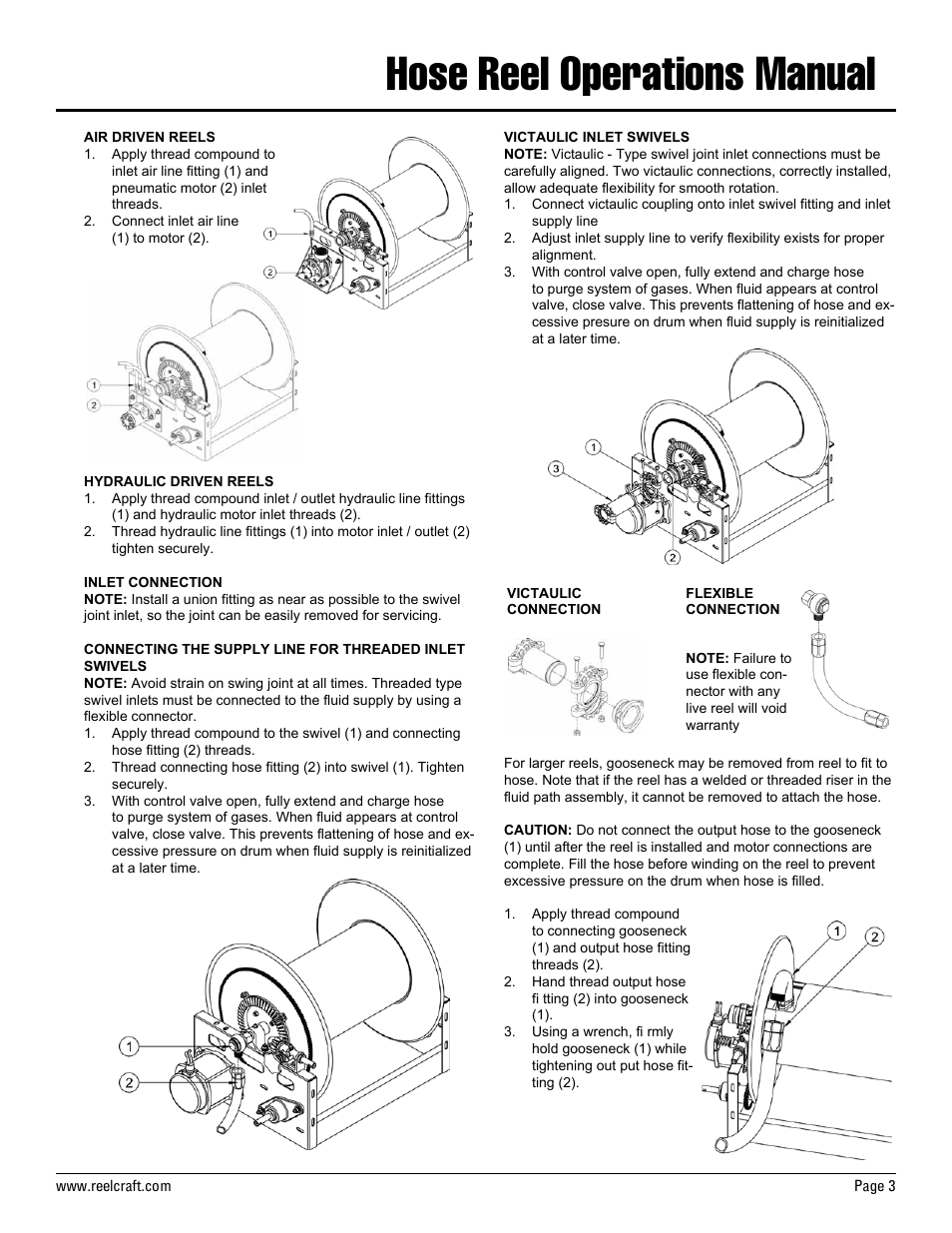 Hose reel operations manual | Reelcraft Nordic Series 1200 Reels User Manual | Page 3 / 4