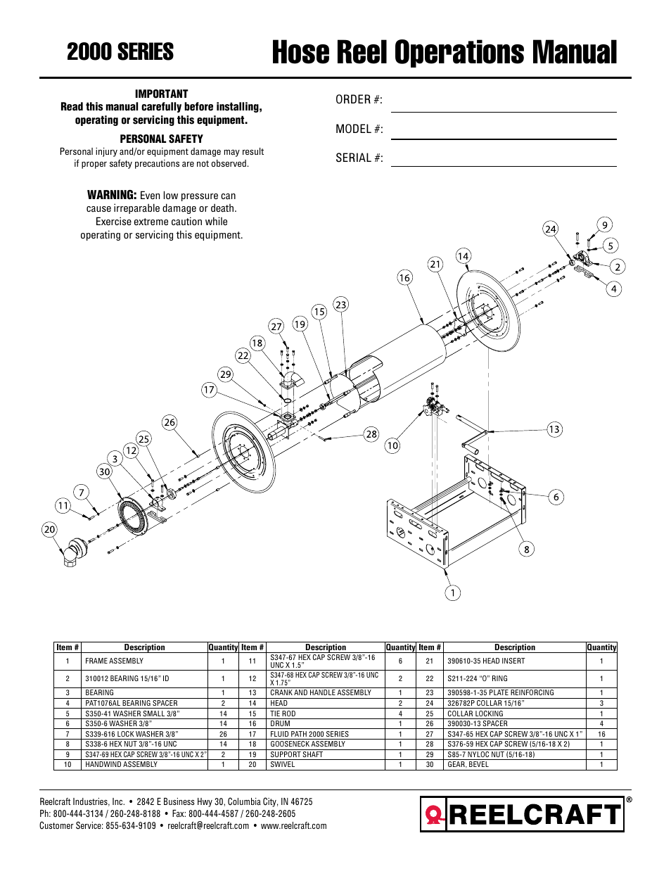 Reelcraft Nordic Series 2000 Reels User Manual | 4 pages