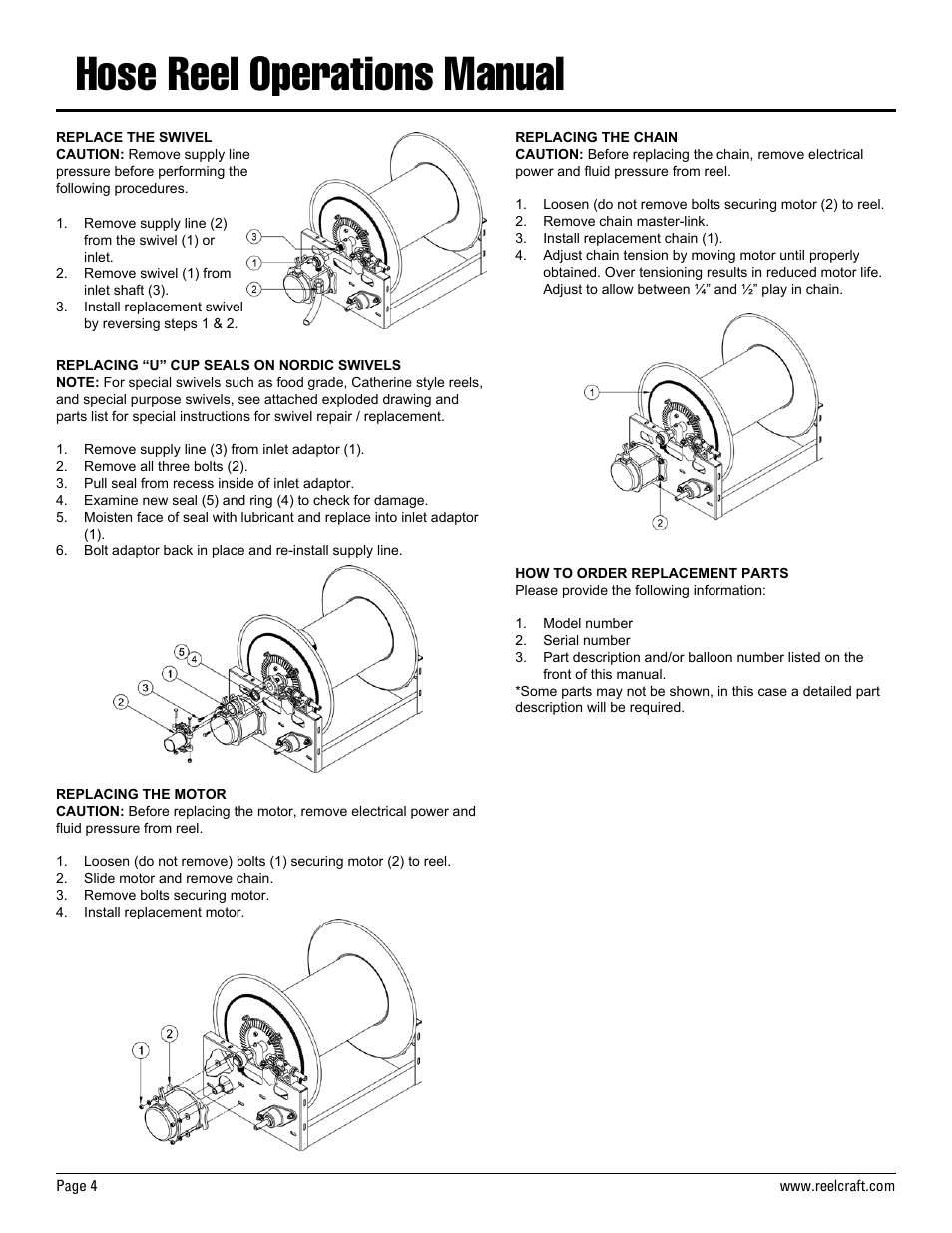 Hose reel operations manual | Reelcraft Nordic Series 2000 Reels User Manual | Page 4 / 4