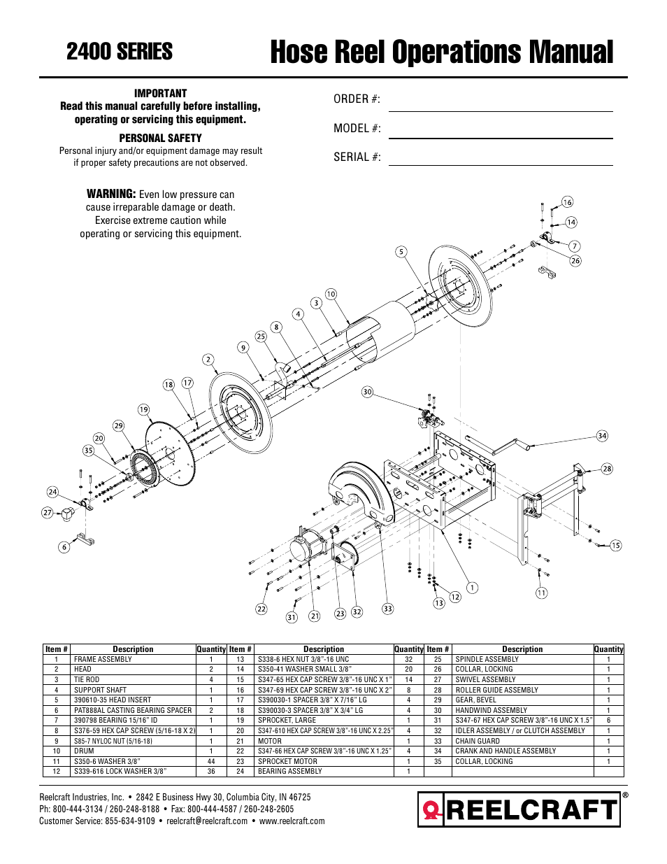 Reelcraft Nordic Series 2400 Reels User Manual | 4 pages