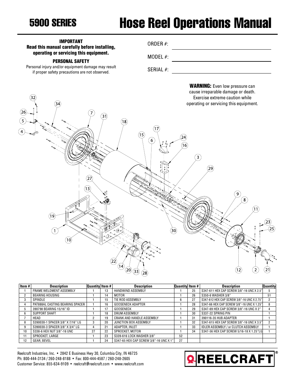 Reelcraft Nordic Series 5900 Reels User Manual | 4 pages