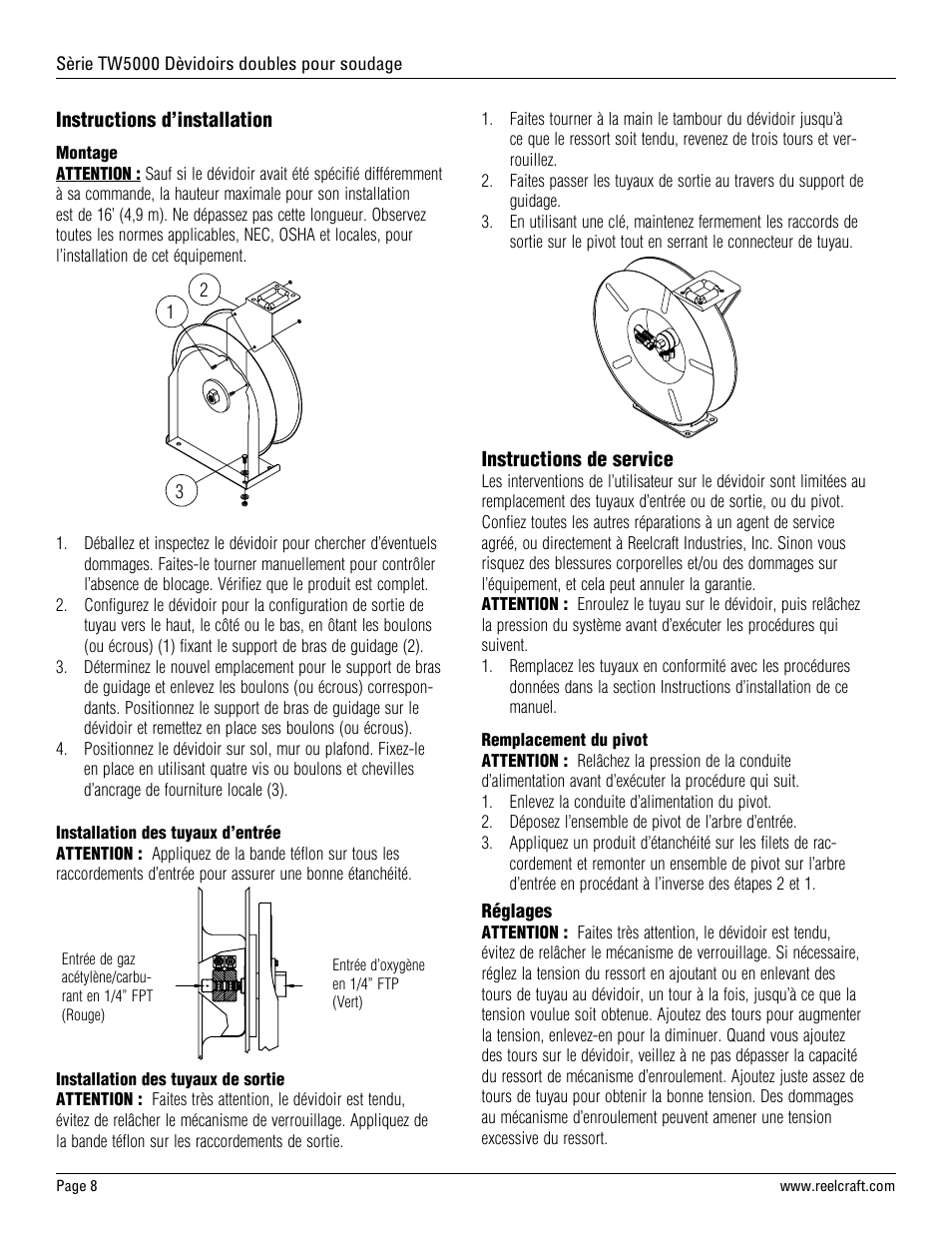 Reelcraft Series TW5000 Welding Hose Reels User Manual | Page 8 / 9