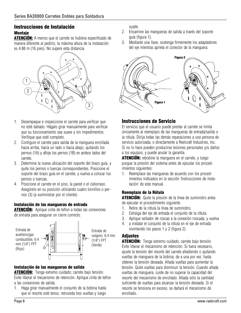 Reelcraft Series BA30000 Welding Hose Reels User Manual | Page 6 / 12