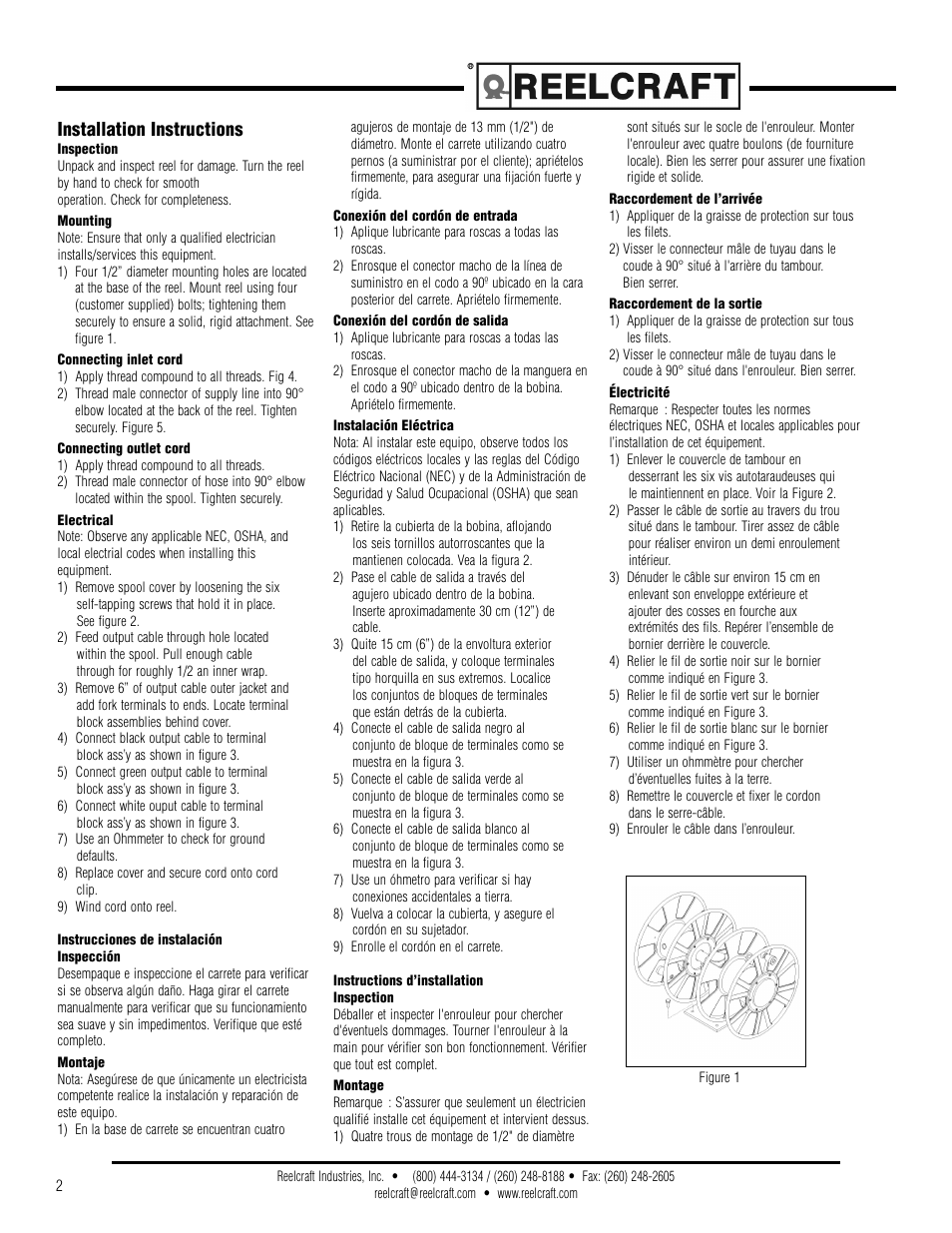 Installation instructions | Reelcraft Safe-T-Reel (T-2735-2-0) User Manual | Page 2 / 4