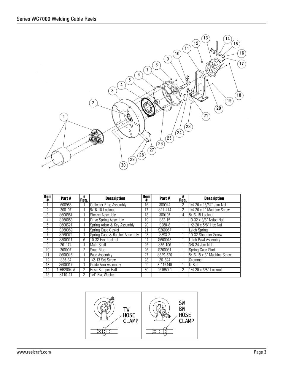 Series wc7000 welding cable reels | Reelcraft Series WC7000 Welding Cable Reels User Manual | Page 3 / 9